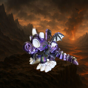 Stormscale Sovereign: Regal Purple Wyvern Zombie with Arctic Accents