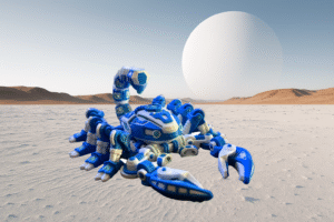 Cyber Scorpion Blue with BG.fw Cyber Scorpion Blue – Articulated 3D Printed Toy