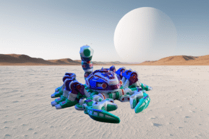 Cyber Scorpion Green w BG.fw Cyber Scorpion Green – Articulated 3D Printed Toy