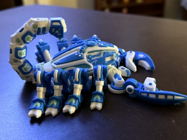 Cyber Scorpion Blue – Articulated 3D Printed Toy - Image 3