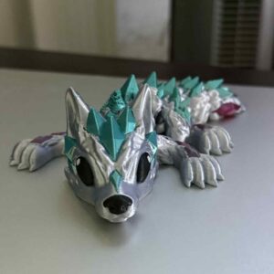 Articulating Silver Crystal Wolf Dragon