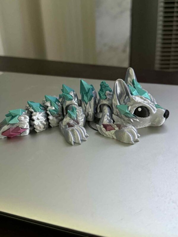Articulating Silver Crystal Wolf Dragon - Image 4