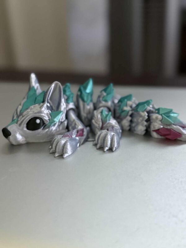 Articulating Silver Crystal Wolf Dragon - Image 2